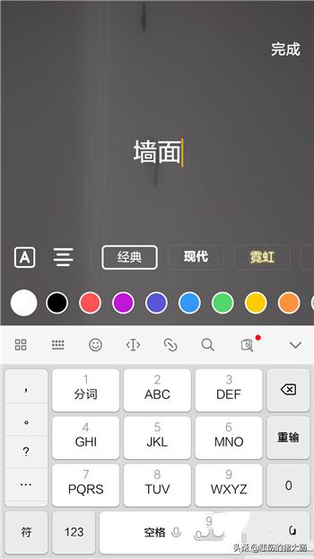 此时就会出现文字输入界面，输入要添加的文字，在下方还可以对颜色进行选择